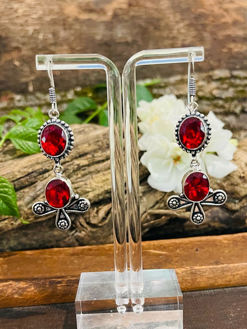 Garnet 925 Sterling Silver Earrings